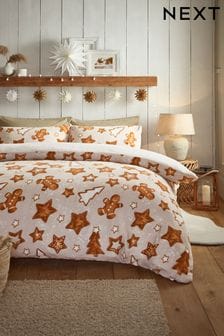 Gingerbread Natural Patterned Fleece Duvet Cover and Pillowcase Set (D42845) | $37 - $82