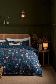 Navy Nutcracker Christmas Reversible Brushed Cotton Duvet Cover and Pillowcase Set (D42849) | 24 € - 44 €