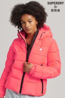 Superdry Pink Hooded Spirit Sports Puffer Jacket (D43024) | €57