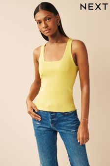 Yellow Square Neck Ribbed Vest (D43072) | €9