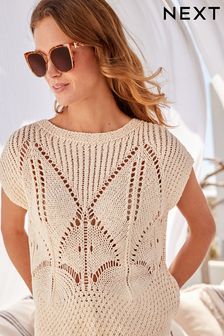 Cream Stitch Detail Knitted Tank Top (D43092) | TRY 539