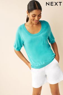 Teal Blue Short Sleeve Neppy T-Shirt (D43099) | 65 zł