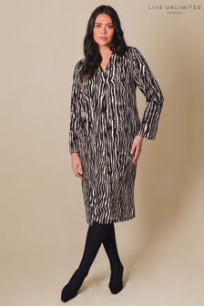 Live Unlimited Curve Stripe Print Black Shirt Dress (D43173) | €43