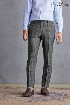 Grey Slim Fit Signature Check Suit Trousers (D43262) | $140