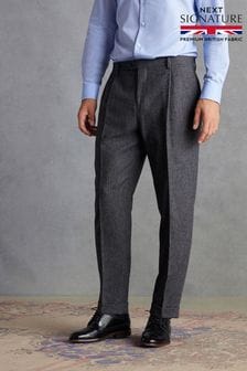 Charcoal Grey Slim Fit Signature Moons British Fabric Textured Suit Trousers (D43282) | €126