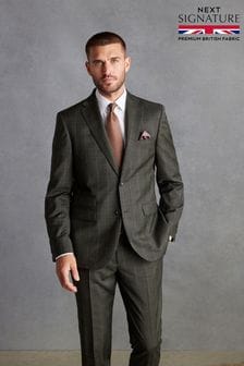 Green Tailored Fit Signature Empire Mills British Fabric Check Suit Jacket (D43287) | SGD 334