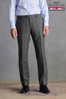 Grey Tailored Fit Signature British Fabric Check Suit Trousers (D43293) | 544 QAR