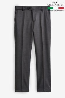 Grey Slim Fit Signature Zignone Italian Fabric Suit Trousers (D43298) | $186