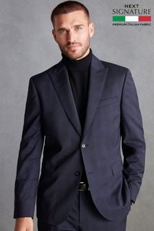 Navy Signature Zignone Italian Fabric Check Suit: Jacket (D43301) | $397