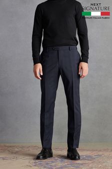 Navy Blue Signature Zignone Italian Fabric Check Suit Trousers (D43302) | 309 SAR