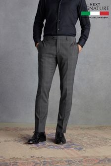 Grey Skinny Signature Zignone Italian Fabric Check Suit Trousers (D43304) | OMR52