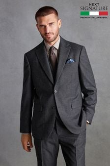 Charcoal Grey Regular Fit Signature TG Di Fabio Italian Fabric Check Suit Jacket (D43309) | ₪ 651