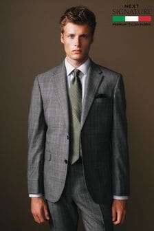 Grey Slim Fit Signature Cerruti Wool Check Suit Jacket (D43312) | €356