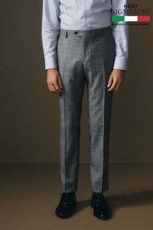 Grey Slim Fit Signature Cerruti Wool Check Suit Trousers (D43313) | $217