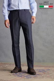 Navy Slim Fit Signature Marzotto Italian Fabric Textured Suit: Trousers (D43323) | 544 QAR