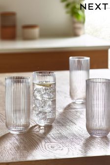 Set of 4 Clear Hollis Tall Tumbler Glasses (D43480) | $39