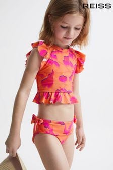 Reiss Orange Print Lilly Junior Floral Bikini Set (D43721) | $56