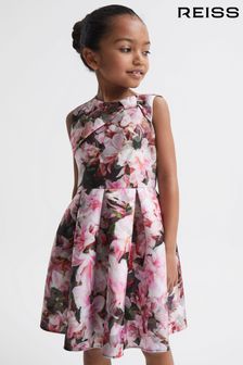 Reiss Pink Print Emily Scuba Floral Printed Dress (D43726) | €50