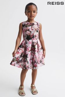 Reiss Pink Print Emily Junior Scuba Floral Printed Dress (D43727) | €50
