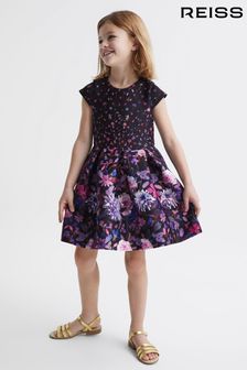 Reiss Purple Serafina Senior Scuba Floral Printed Dress (D43728) | OMR41