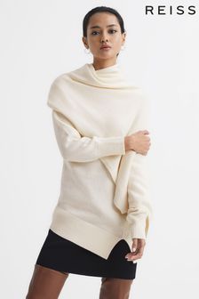 Reiss Cream Layton Shawl Collar Knitted Top (D43731) | SGD 546