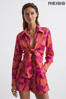 Reiss Pink/Orange Corrine Tie Front Shirt (D43741) | AED994