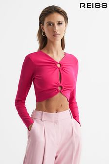 Reiss Pink Hannah Ring Front Crop Top (D43743) | AED706