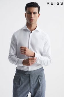 Reiss White Belief Slim Fit Flannel Shirt (D43754) | kr1,604