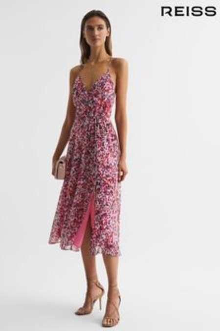 Rosa - Vestido a media pierna con estampado floral Pippa de Reiss (D43766) | 187 €