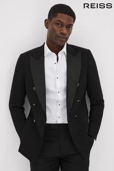 Reiss Black Titanic Slim Fit Double Breasted Tuxedo Jacket (D43793) | €499