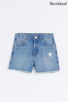 River Island Blue Girls Authentic Mom Shorts (D43984) | €16 - €26