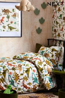 Green Dinosaur Print Duvet Cover and Pillowcase Set (D44618) | 17 € - 28 €