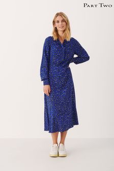 Part Two Blue Viona Shaped Fit Long Sleeve Dress (D44664) | €66