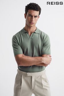 Reiss Duchie Merino Wool Open Collar Polo Shirt (D45150) | kr1 610