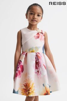 Reiss Pink Emily Senior Scuba Floral Printed Dress (D45363) | $100
