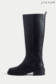 Jigsaw Madeley Knee High Black Leather Boots (D45383) | 191 €