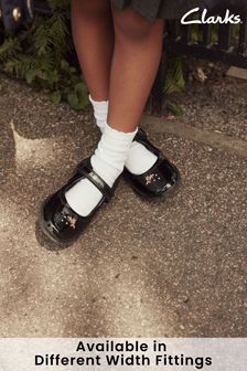 Clarks Black Patent Kids Multi Fit Relda Leather Shoes (D45397) | 22,380 Ft - 24,330 Ft