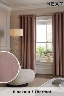 Heather Purple Matte Velvet Blackout/Thermal Eyelet Curtains (D45407) | 67 € - 181 €