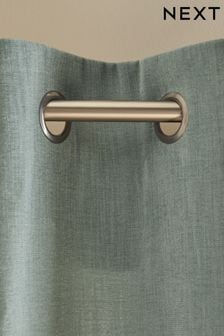 Soft Blue Matte Chenille Lined Eyelet Curtains (D45434) | €26 - €61