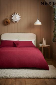 Red 100% Cotton Supersoft Brushed Plain Duvet Cover And Pillowcase Set (D45609) | €15 - €31
