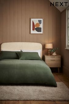 Green 100% Cotton Supersoft Brushed Plain Duvet Cover And Pillowcase Set (D45610) | 18 € - 39 €
