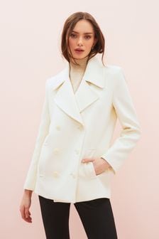 Patrizia Pepe Double Breasted White Blazer Jacket (D45784) | €250