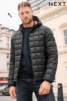 Black Shower Resistant Lightweight Square Quilted Jacket (D45793) | AED114