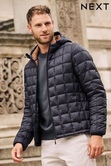 Navy Blue Shower Resistant Lightweight Square Quilted Jacket (D45804) | €47