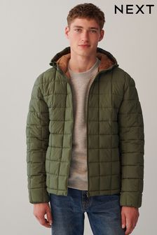 Sage Green Shower Resistant Lightweight Square Quilted Jacket (D45816) | AED114
