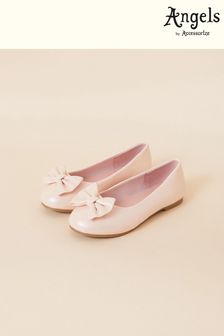 Angels by Accessorize Girls Pink Bow Ballerina Flat Shoes
