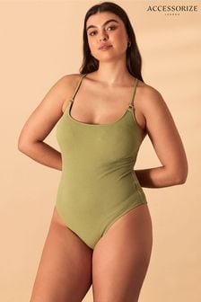 Accessorize Green Crinkle Scoop Neck Swimsuit (D45921) | €20