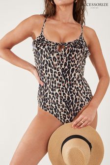 Accessorize Brown Leopard Frill Swimsuit (D45923) | 61 €