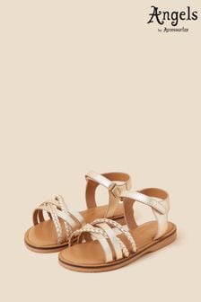Angels by Accessorize Gold Strappy Plait Leather Sandals (D45937) | KRW42,700 - KRW44,800