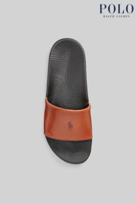 Marrón - Sandalias con logo de cuero de calidad superior de Polo Ralph Lauren (D46016) | 105 €